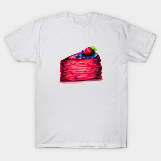 Red Strawberry Crepe Cake T-Shirt by Svetlana Pelin